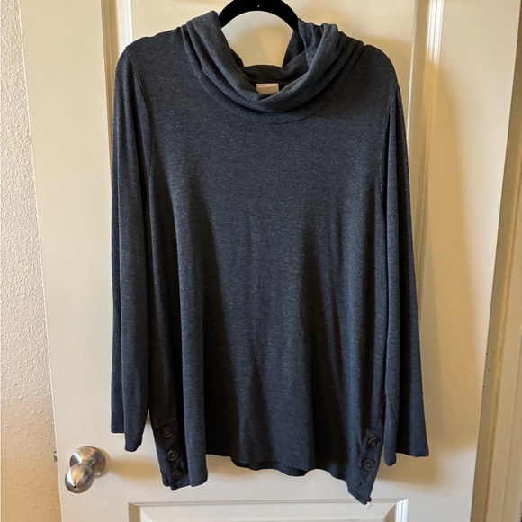 Chico's Tops - Chico's Charcoal Cowl Neck Long Sleeve Top